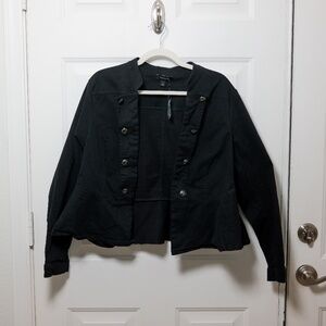 Torrid Black French Terry Military Crop Jacket Black Size 1